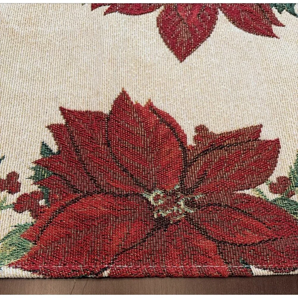 Christmas Poinsettia Table Runner 70x13